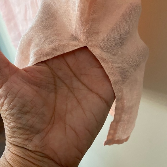 Vintage Peach Pink Linen Button-Up Women's Top - Picture 6 of 10